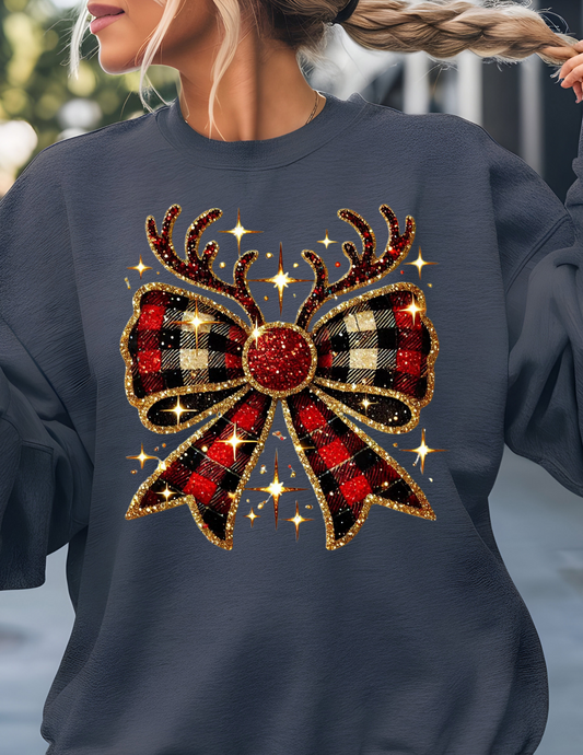 Reindeer Christmas Bow Sweatshirt