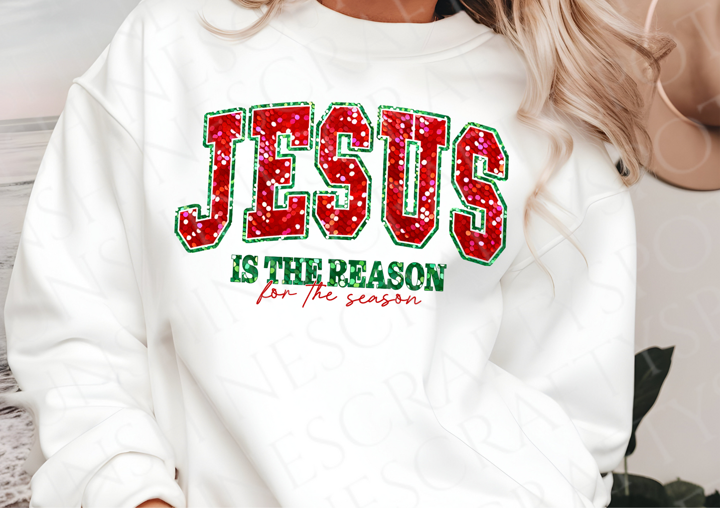 Jesus Is The Reason - Red Glitter Sweatshirt