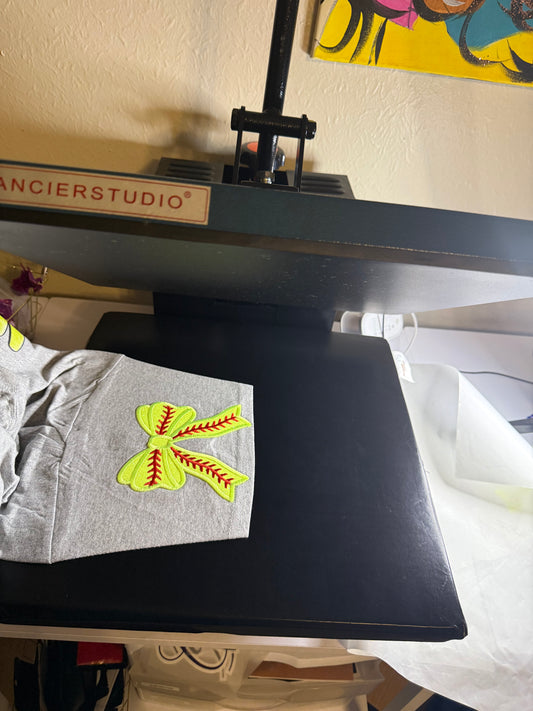 Custom Softball Tee with Sleeve Bows
