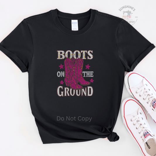 Boots on the Ground Pink & Silver Bling